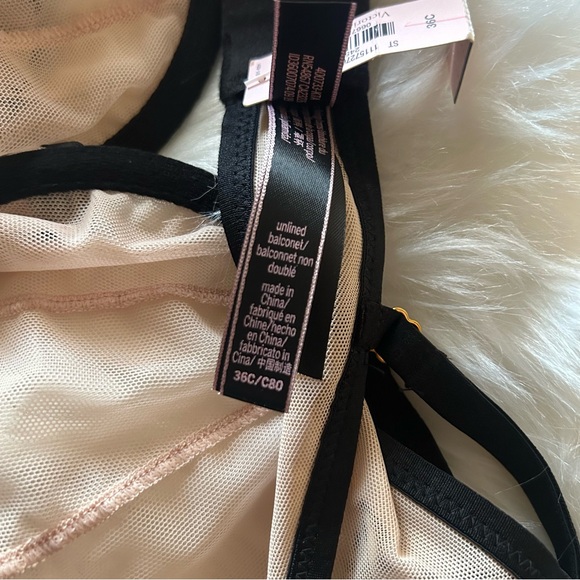 Victoria Secret Luxe Dragon Lace Bra Unlined Balconette Nude Lingerie 36C Nee - Picture 11 of 11